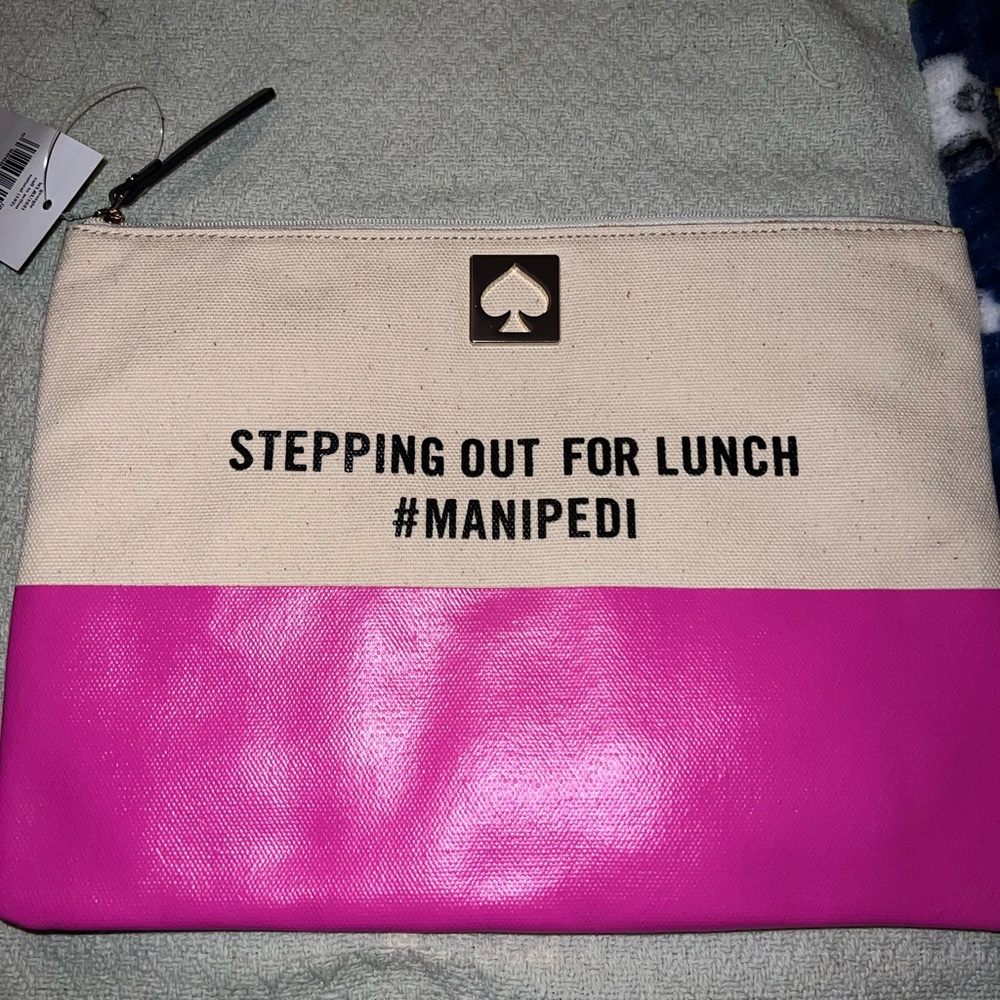 NWT Kate Spade Pink and cream large pouch